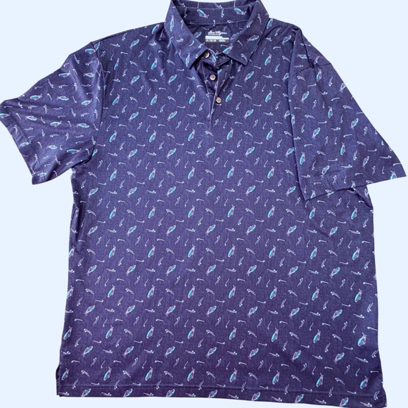 Ben Hogan Other - Ben Hogan Mens XL‎ Performance Golf Polo Shirt Navy Blue Golf Bag Print WT5235